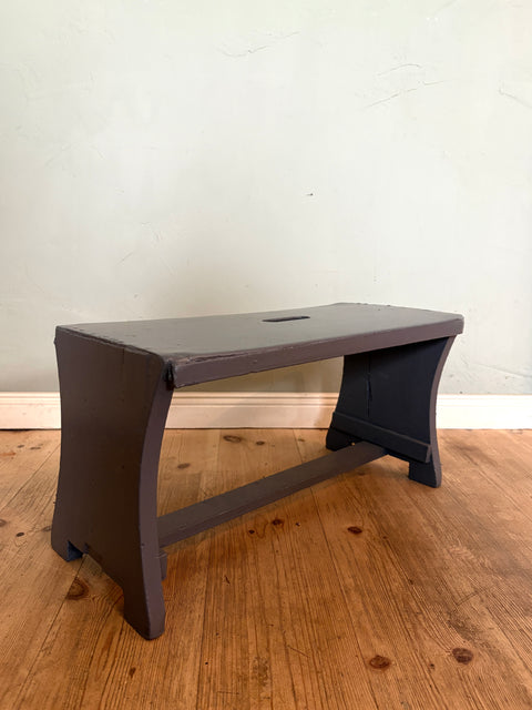 Vintage-Holzschemel – Persian Gey (grau-blau)
