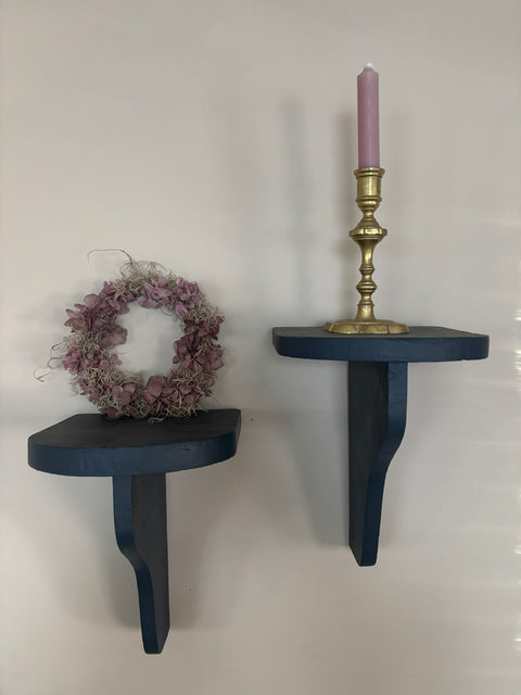 Vintage Hängeregal (zwei mal vorhanden) in Kreidefarbe Ink matt (blau) (27x21x20cm) - Weingärtners Genusshandwerk