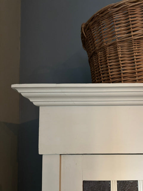 Dreitüriger Dänischer Vintage Kleiderschrank mit Spiegel | Sandy Grey (grau-beige)