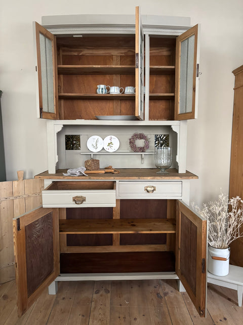 Dänisches großes Vintage Küchenbuffet | Kreidefarbe Taupe (graubeige)