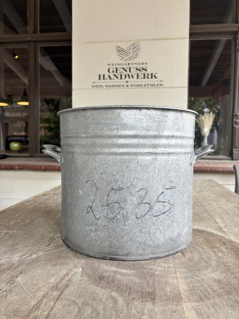 Alter Zinktopf mit Griffen | Pflanztopf | 34 cm