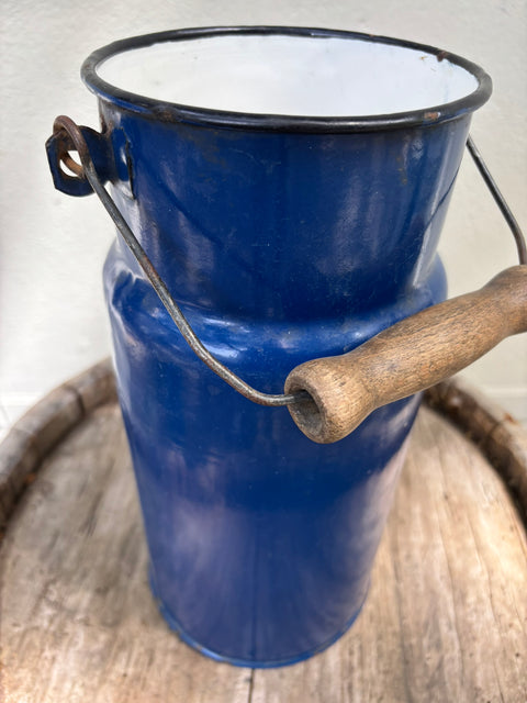 Alte Emaille Milchkanne Dunkelblau ohne Deckel #1 (Ø14 × 29 cm)
