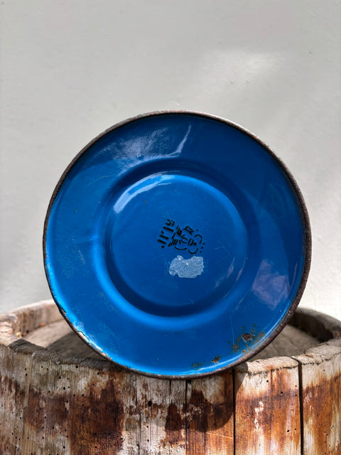 Alte Emaille Milchkanne Dunkelblau mit Deckel #2 (Ø16,5 × 34 cm)