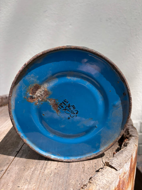 Alte Emaille Milchkanne Dunkelblau mit Deckel #3 (Ø16 × 35 cm)