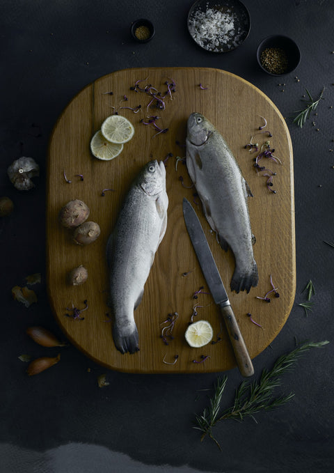 Chopper Schneidebrett mit frischem Fisch Laura Living Style