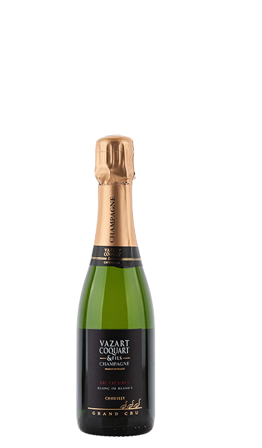 Champagner Vazart-Coquart Brut Réserve Blanc de Blancs L20 Grand Cru in 0,375l Flasche, heller Schaumwein mit goldener Farbe