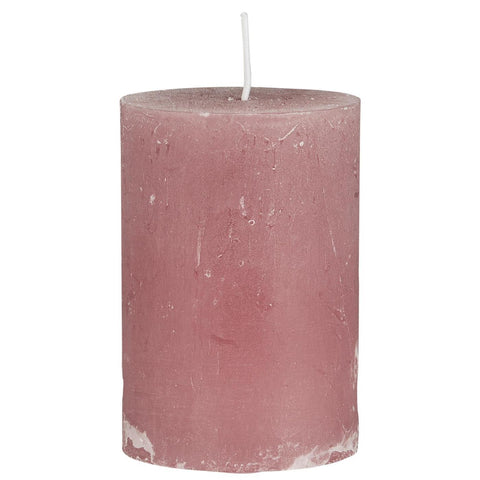Rustikale Ib Laursen Stumpenkerze mit Ø 6,8 cm und H 10 cm, in malva, stilvolle Kerze für Dekoration und Ambiente