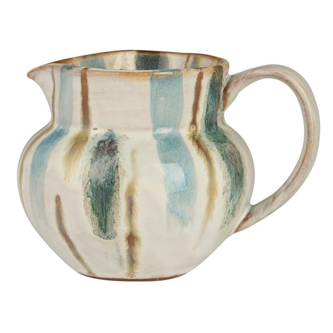 Ib Laursen Kanne mit Henkel Kalmar breite staubig blaue Streifen - Weingärtners Genusshandwerk