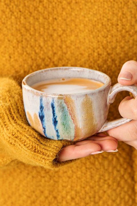 Ib Laursen Tasse mit Henkel Trosa blaue Struktur - Weingärtners Genusshandwerk