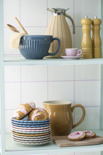 Ib Laursen Rührschüssel aus der Mynte®-Serie, Keramik, 24 cm lang, für Küche und Tisch, in blau mit weißen Mustern