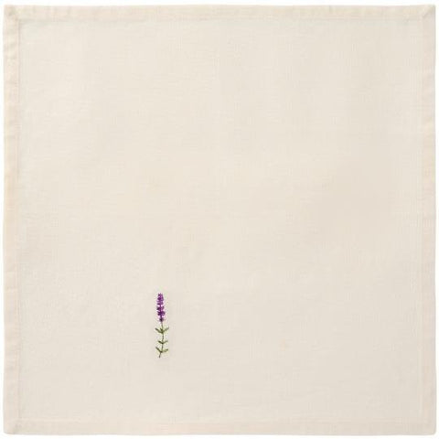 Ib Laursen Stoffserviette Flora in Butter Cream mit Lavendelmuster, 40x40 cm, aus hochwertigem Textil.