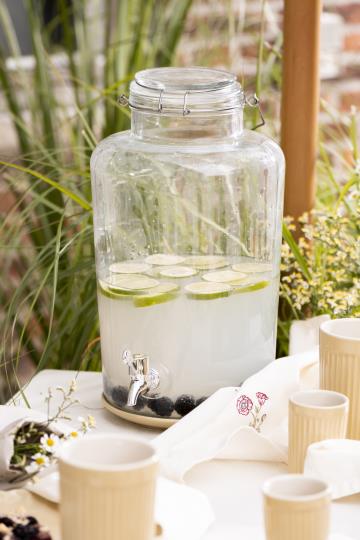 Ib Laursen Stoffserviette Flora mit Mohnblume in Buttercreme, elegante Textilien für den Tisch, detailreiche Blumenmuster