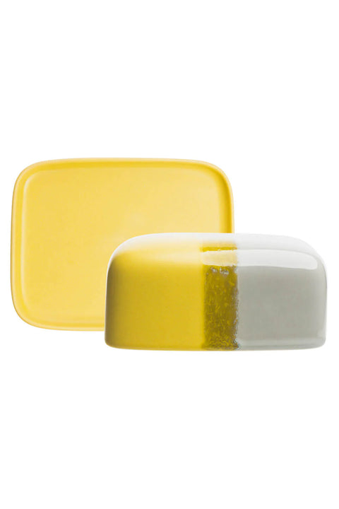 Butterdose aus Steinzeug von Tranquillo mit reaktiver Glasur im industriellen Design, ideal für Butteraufbewahrung