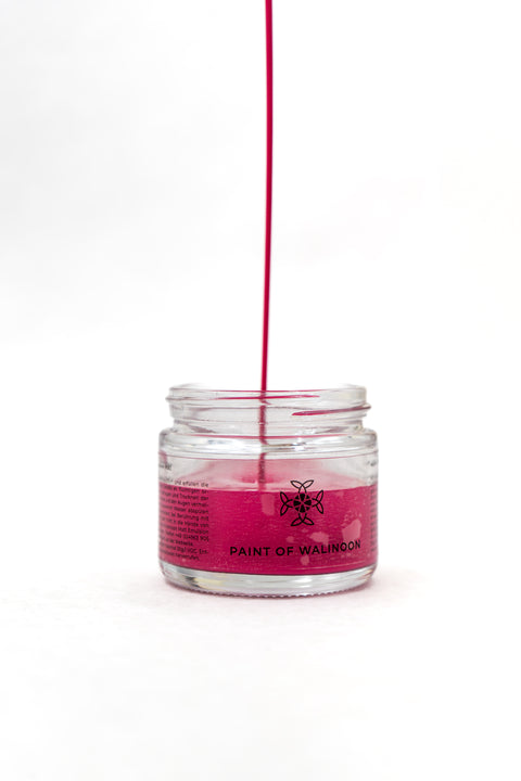 Fuchsia Kreidefarbe von Paint of Walinoon, gezeigte Holzoberfläche mit gestrichener, lebendiger Fuchsia-Farbe.