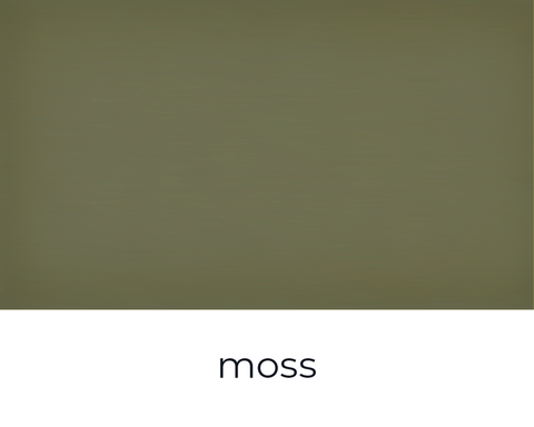 Moss farbige Kreidefarbe von Paint of Walinoon auf einer Wand, zeigt die Textur und den matten Farbton der Möbelfarbe.