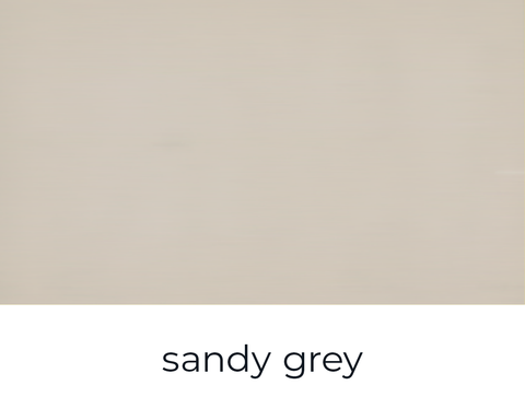 Sandy Grey Kreidefarbe von Walinoon, Paint of Walinoon, zeigt eine weiße Kreidefarbe mit sandigem Grauton für Möbel.