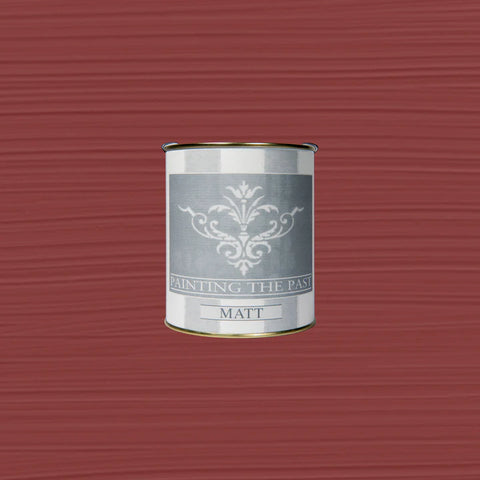 Matt rote Kreidefarbe von Painting The Past für Esszimmermöbel, sichtbare Oberfläche und elegante, matte Oberflächenstruktur.