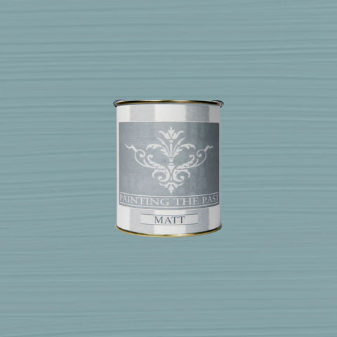 Matt Eukalyptus-Kreidefarbe von Painting The Past, zeigt eine stilvolle, grüne Wandfarbe mit matter Oberfläche.