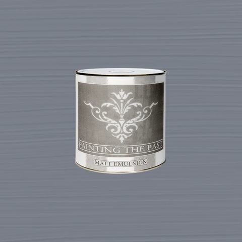 Mattes Kreidefarbe Hampton Grey von Painting The Past, zeigt die graue, matte Oberfläche der hochwertigen Wandfarbe.