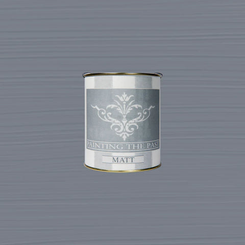 Mattierte Kreidefarbe Hampton Grey von Painting The Past, zeigt eine graue, samtige Wandfarbe in Nahaufnahme