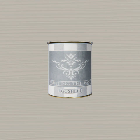 Kreidefarbe Monument Grey von Painting The Past in Eierschalenoptik, zeigt eine elegante graue Wandfarbe mit matter Oberfläche.
