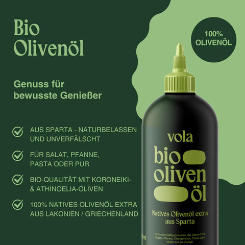 vola Bio Olivenöl - natives Olivenöl extra aus Sparta 500ml - Weingärtners Genusshandwerk