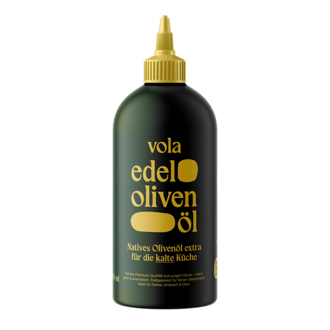 Vola Daily Olivenöl extra natives Olivenöl in 500ml Flasche, goldfarbenes, hochwertiges Speiseöl für kalte Küche, elegantes Design