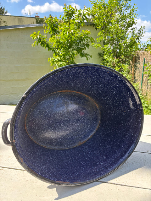 Alte Emaille Wanne Dunkelblau - Weingärtners Genusshandwerk