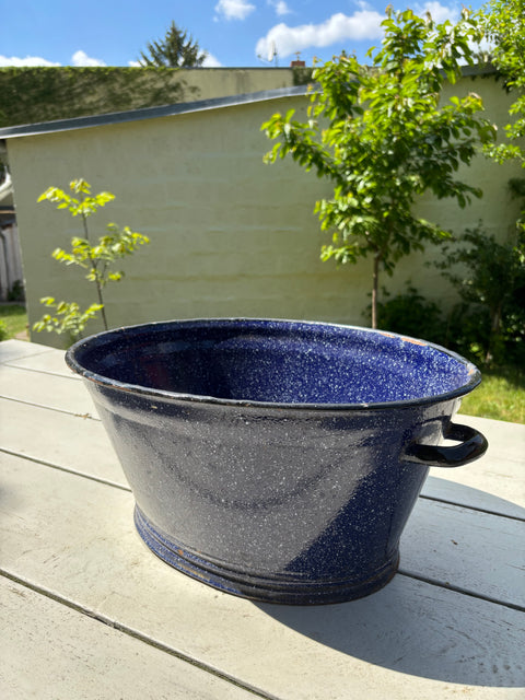 Alte Emaille Wanne Dunkelblau - Weingärtners Genusshandwerk