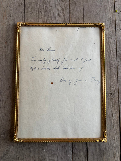 Vintage Bilderrahmen Gold mit originalem dänischen Weihnachtsgruß (18,5 x 24 cm) (#13) - Weingärtners Genusshandwerk