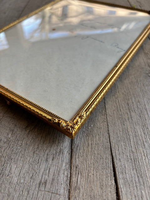 Vintage Bilderrahmen Gold mit originalem dänischen Weihnachtsgruß (18,5 x 24 cm) (#13) - Weingärtners Genusshandwerk