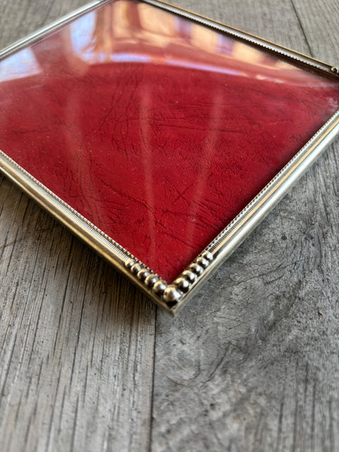 Vintage Bilderrahmen Gold mit roter Ledereinlage (13 x 14,5 cm) (#9) - Weingärtners Genusshandwerk