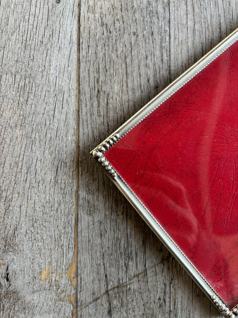 Vintage Bilderrahmen Gold mit roter Ledereinlage (13 x 14,5 cm) (#9) - Weingärtners Genusshandwerk