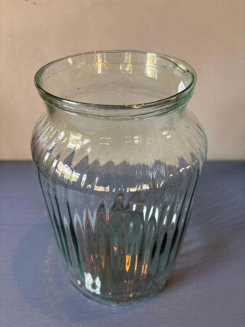 Vintage Glas Vase geriffelt hoch - Weingärtners Genusshandwerk