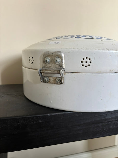 Weiße vintage Emaille Brotkasten (Ø 31 cm x 16cm) - Weingärtners Genusshandwerk