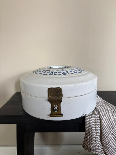 Weiße vintage Emaille Brotkasten (Ø 31 cm x 16cm) - Weingärtners Genusshandwerk