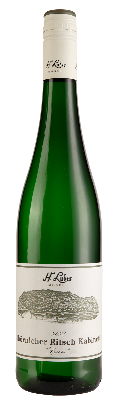 Hermann Ludes Thörnicher Ritsch Spätlese "Speyer" 2022 Weißwein im Weinglas, klare goldene Farbe, edler Wein aus Deutschland